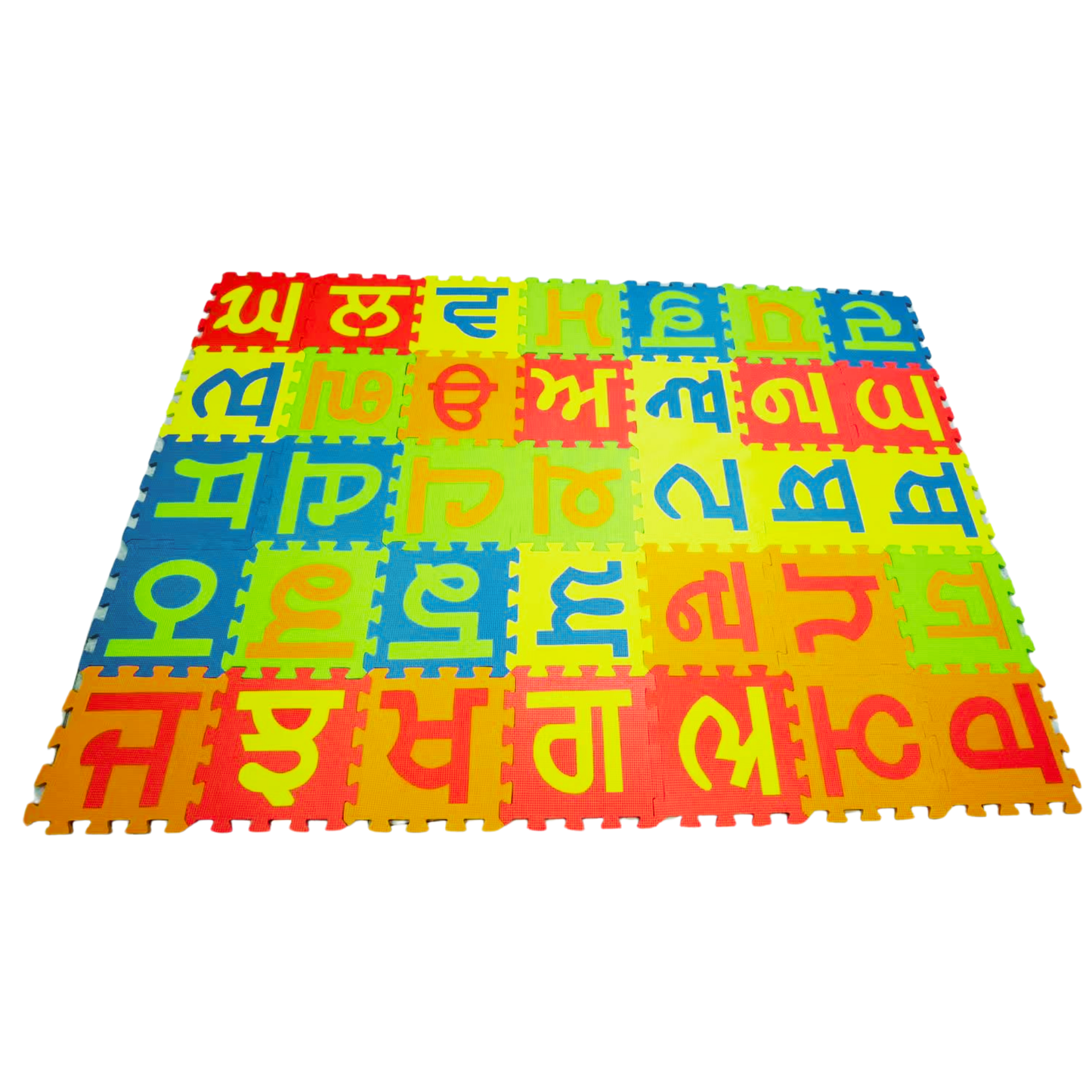 Punjabi Gurmukhi Alphabet EVA Puzzle Mats for Kids - 35 Soft Foam Tiles