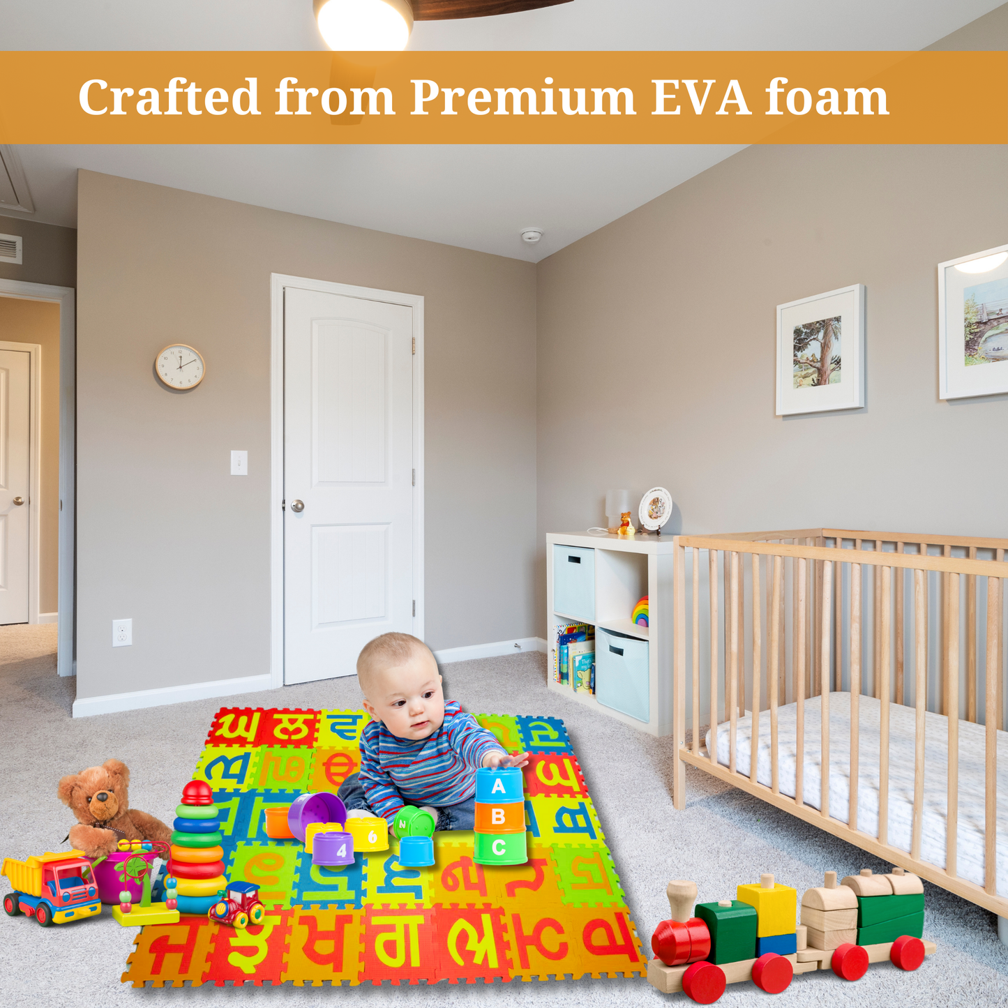 Punjabi Gurmukhi Alphabet EVA Puzzle Mats for Kids - 35 Soft Foam Tiles